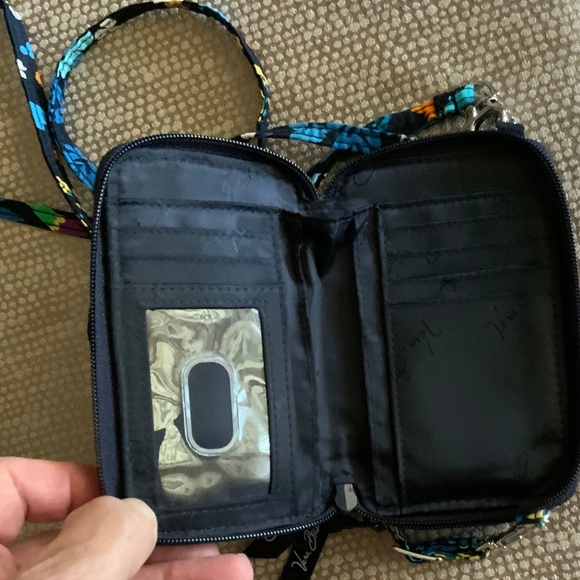 VERA BRADLEY CROSS BODY WALLET BLUE FLORAL 4” by 6” - Picture 3 of 5